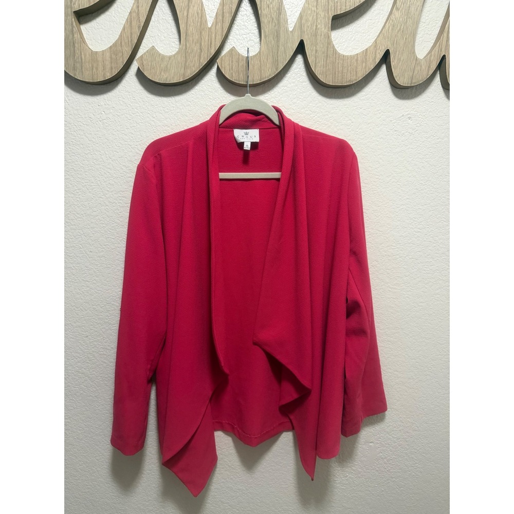 Chaus New York Pink Open Front Draped Waterfall Cardigan Blazer Womens XL